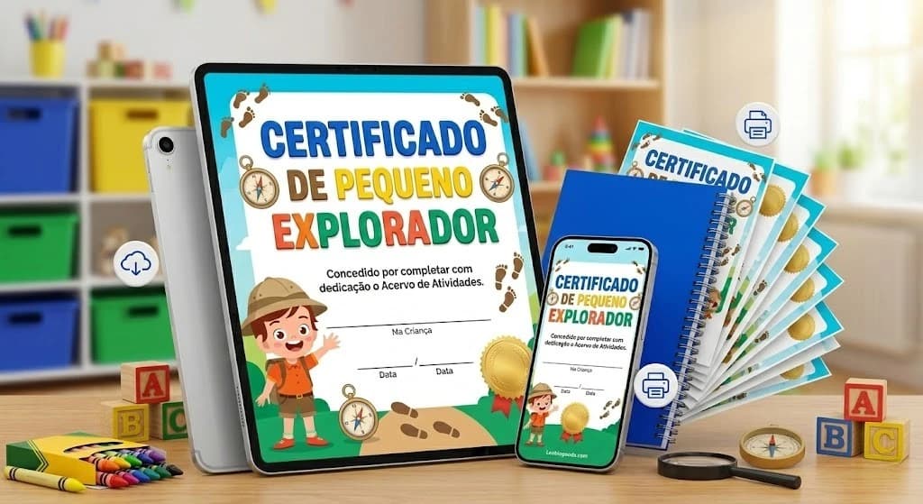 Mockup do Bônus 3: Certificado de Pequeno Explorador